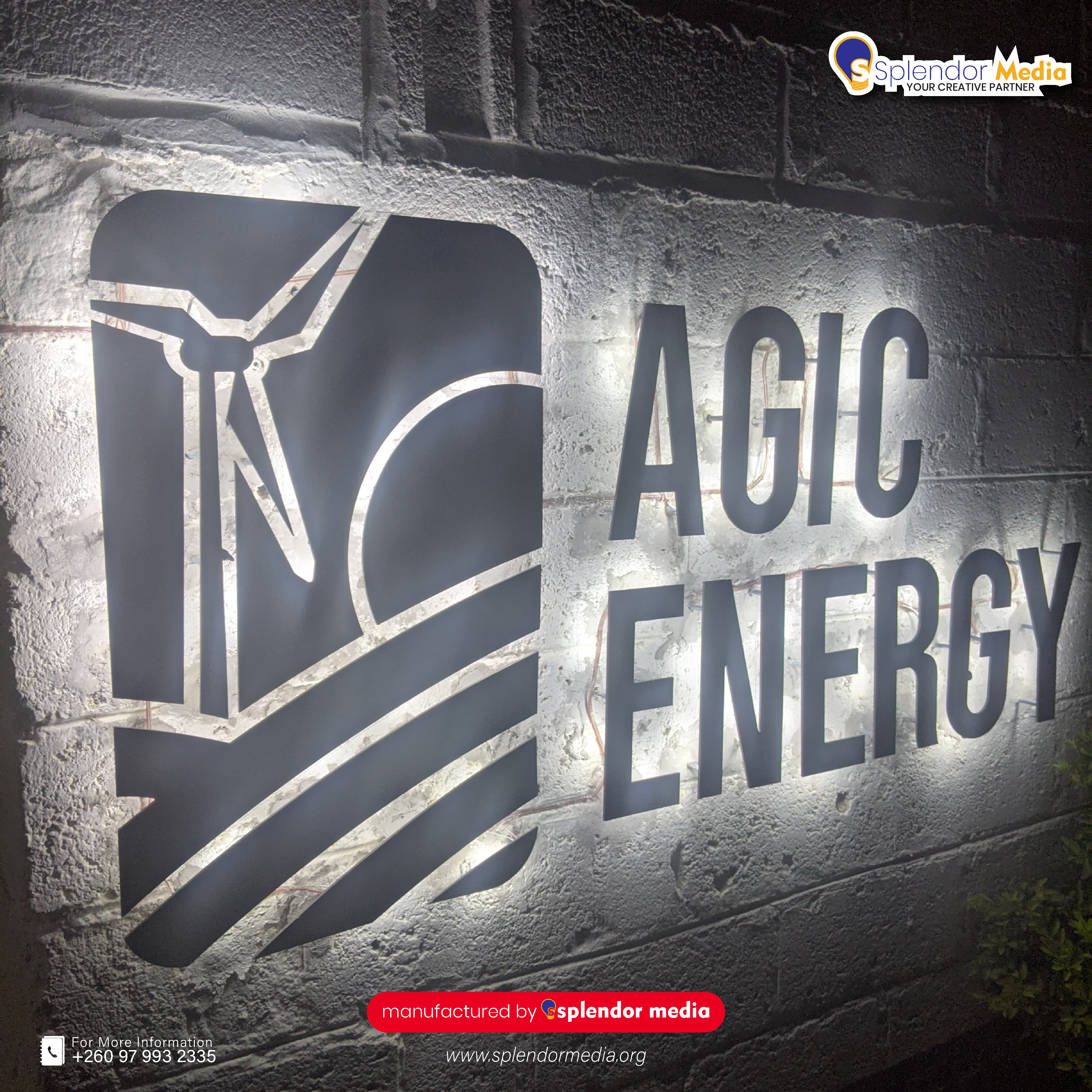 Agic floating lit sign